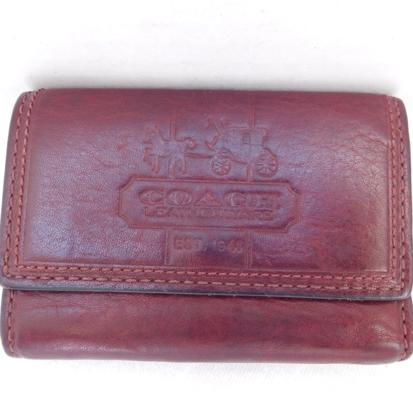 COACH LEGACY LEATHERWARE DEEP RED TRI-FOLD WALLET - Picture 2 of 7
